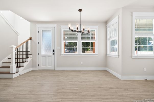 Empty room, Interior, Pendant Lights, Wood Texture Flooring