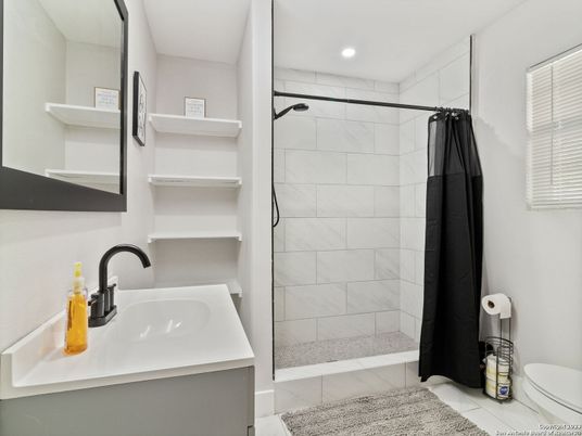 Bathroom, Glass Shower, Interior, Marble Walls, Recessed Lighting