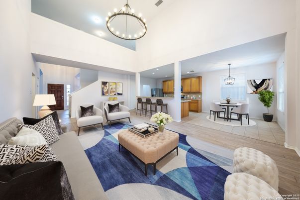 Dining room, Interior, Kitchen, Living room, Pendant Lights, Recessed Lighting, Wood Texture Flooring