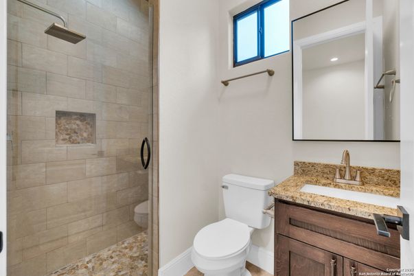 Bathroom, Glass Shower, Interior, Stone Walls