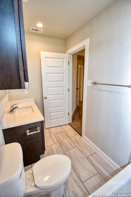 Bathroom, Interior, Recessed Lighting, Wood Texture Flooring