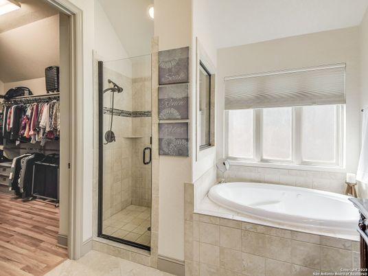 Bathroom, Glass Shower, Interior, Walk-in Closets, Wood Texture Flooring