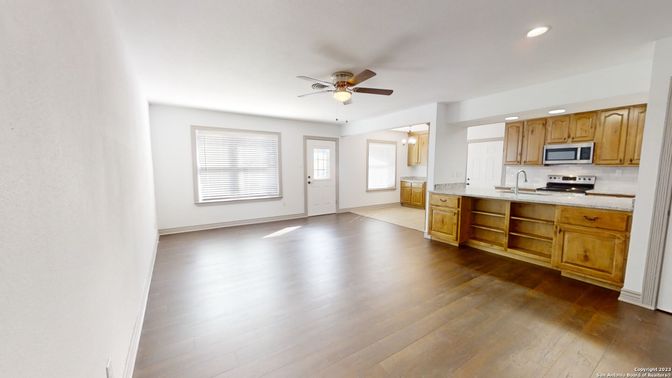 Interior, Kitchen, Recessed Lighting, Wood Texture Flooring