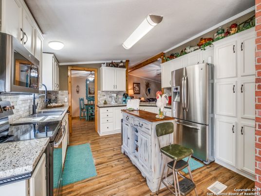 Interior, Kitchen, Stainless Steel Appliances, Wood Texture Flooring