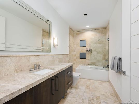 Bathroom, Dual Sink Vanities, Glass Shower, Interior, Recessed Lighting