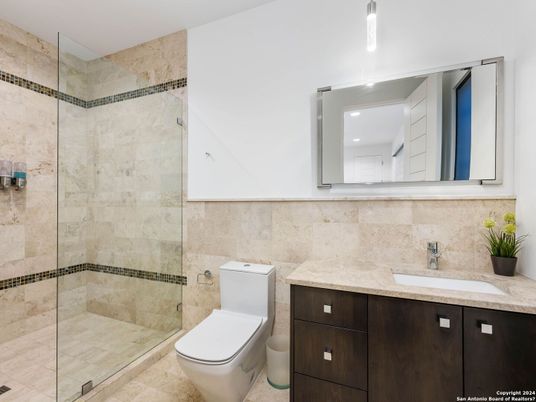Bathroom, Glass Shower, Interior, Recessed Lighting