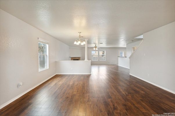 Chandelier, Empty room, Interior, Wood Texture Flooring
