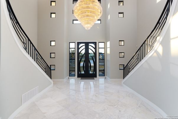 Chandelier, Interior, Marble, Recessed Lighting