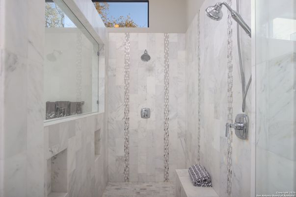 Bathroom, Glass Shower, Interior, Marble Walls