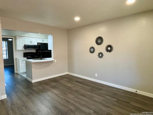 Interior, Kitchen, Recessed Lighting, Wood Texture Flooring