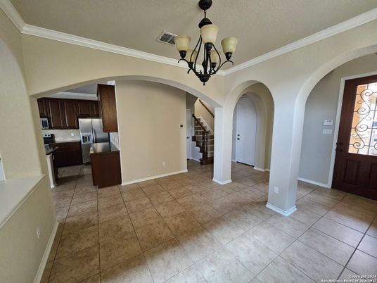 Chandelier, Interior, Kitchen, Stainless Steel Appliances
