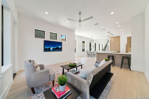Dining room, Interior, Kitchen, Living room, Pendant Lights, Recessed Lighting, Wood Texture Flooring