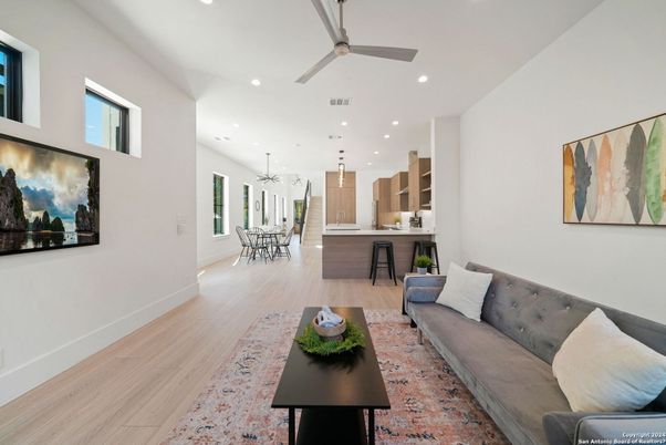 Dining room, Interior, Kitchen, Living room, Pendant Lights, Recessed Lighting, Wood Texture Flooring