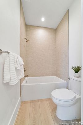 Bathroom, Interior, Recessed Lighting, Wood Texture Flooring