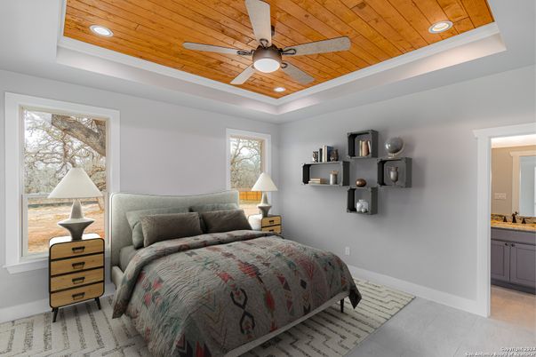 Bedroom, Interior, Recessed Lighting, Wooden Ceilings