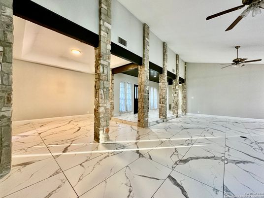 Empty room, Interior, Marble, Recessed Lighting, Stone Walls