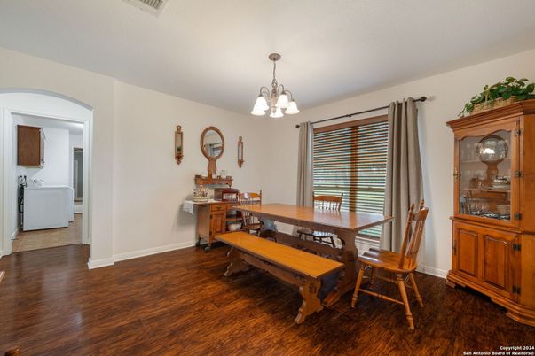 Chandelier, Dining room, Interior, Wood Texture Flooring