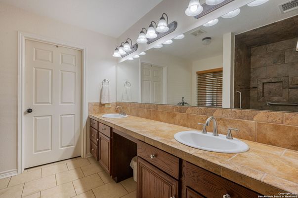 Bathroom, Dual Sink Vanities, Interior, Tile Countertops