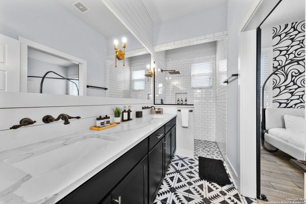 Bathroom, Dual Sink Vanities, Glass Shower, Interior