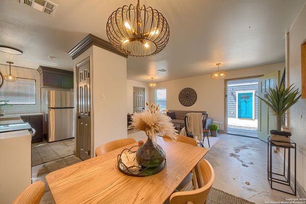 Dining room, Interior, Kitchen, Living room, Pendant Lights, Stainless Steel Appliances