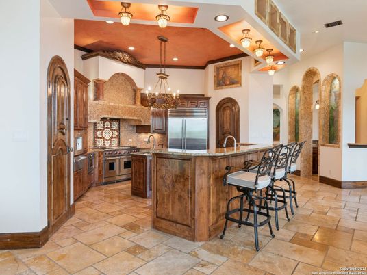 Chandelier, Interior, Kitchen, Pendant Lights, Recessed Lighting, Stainless Steel Appliances