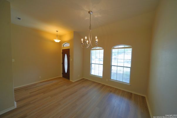 Chandelier, Empty room, Interior, Pendant Lights, Wood Texture Flooring