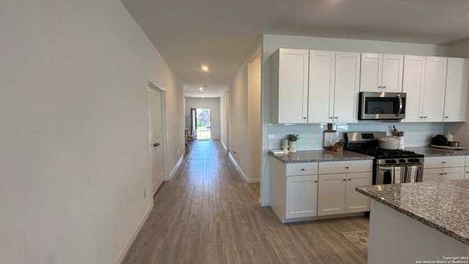 Interior, Kitchen, Recessed Lighting, Wood Texture Flooring