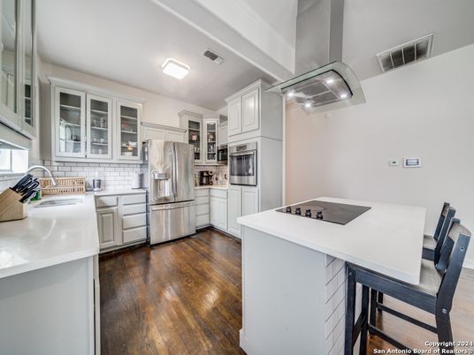 Interior, Kitchen, Stainless Steel Appliances, Wood Texture Flooring