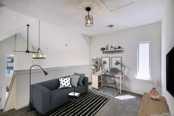 Home Office, Interior, Pendant Lights, Wood Texture Flooring