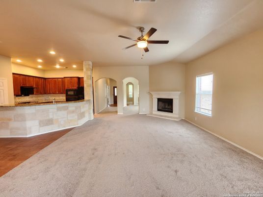 Empty room, Fireplace, Interior, Kitchen, Recessed Lighting