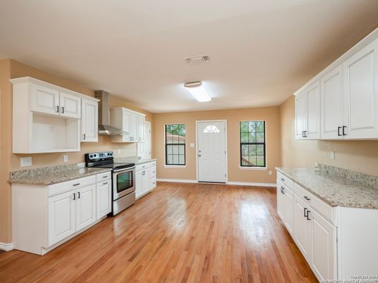 Interior, Kitchen, Stainless Steel Appliances, Wood Texture Flooring
