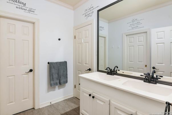 Bathroom, Dual Sink Vanities, Interior, Wood Texture Flooring