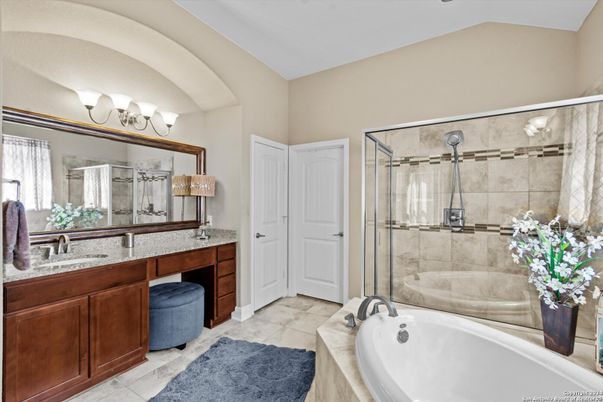 Bathroom, Dual Sink Vanities, Glass Shower, Interior
