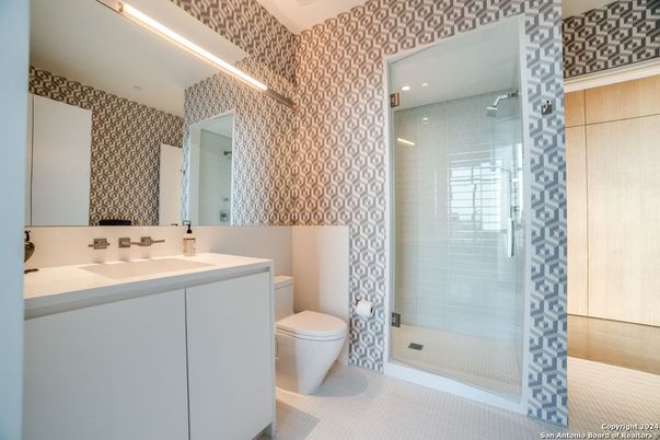 Bathroom, Glass Shower, Interior, Recessed Lighting