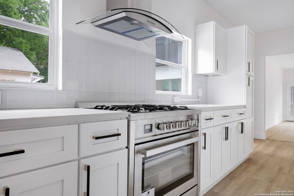 Interior, Kitchen, Stainless Steel Appliances, Wood Texture Flooring