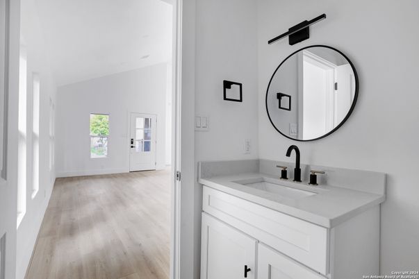 Bathroom, Dual Sink Vanities, Interior, Wood Texture Flooring