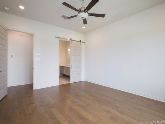Bathroom, Empty room, Interior, Recessed Lighting, Wood Texture Flooring