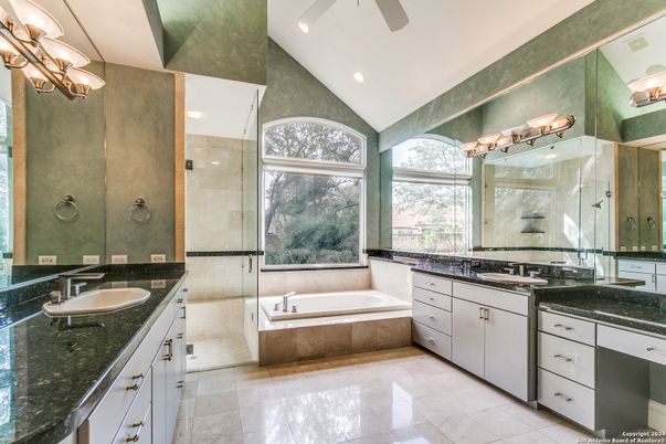 Bathroom, Dual Sink Vanities, Glass Shower, Interior, Recessed Lighting