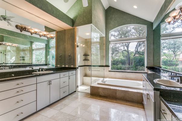 Bathroom, Dual Sink Vanities, Glass Shower, Interior, Recessed Lighting