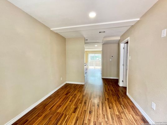 Empty room, Interior, Recessed Lighting, Wood Texture Flooring