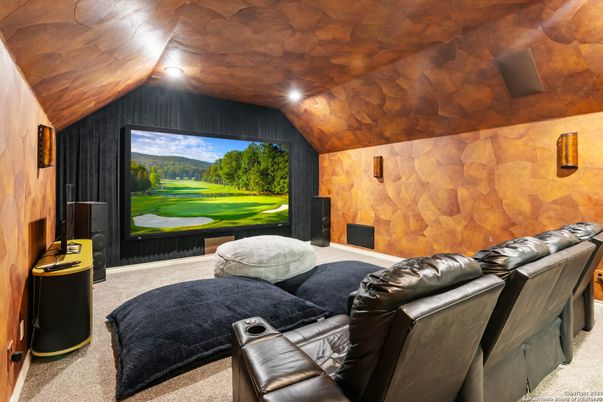 Home Theatre Room, Interior, Projection Screen, Recessed Lighting, Theatre Room, Wooden Ceilings, Wooden Walls