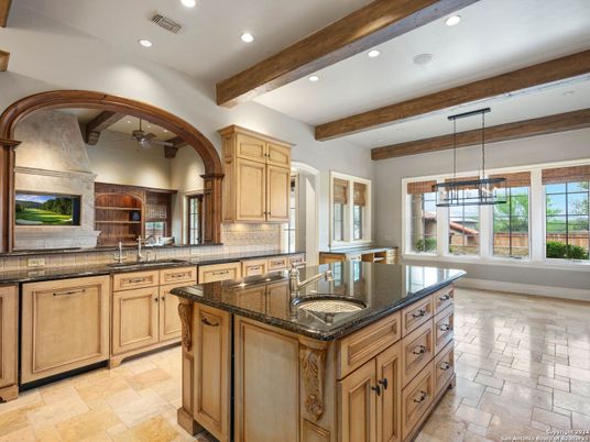 Chandelier, Interior, Kitchen, Pendant Lights, Recessed Lighting, Wooden Beams