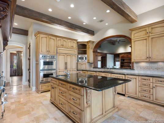 Interior, Kitchen, Recessed Lighting, Stainless Steel Appliances, Wooden Beams