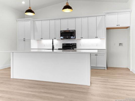 Interior, Kitchen, Pendant Lights, Recessed Lighting, Wood Texture Flooring