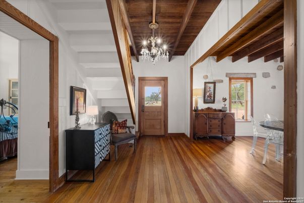 Chandelier, Interior, Pendant Lights, Wooden Beams, Wooden Ceilings, Wood Texture Flooring