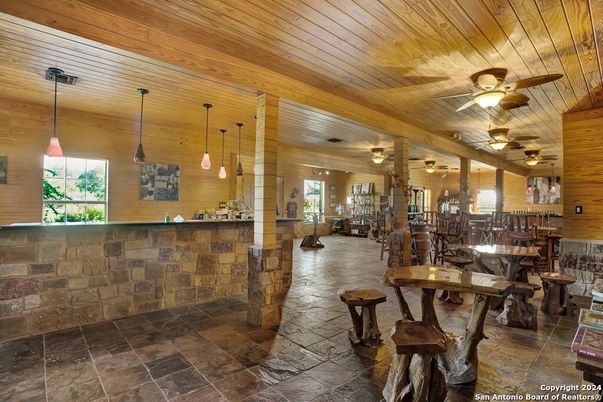 Dining room, Interior, Pendant Lights, Wooden Ceilings, Wooden Walls