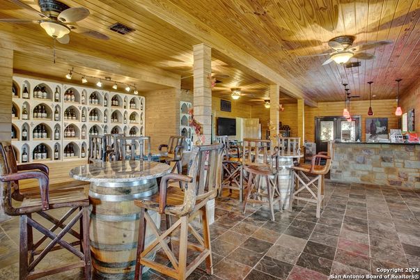 Interior, Pendant Lights, Stone Walls, Wooden Ceilings