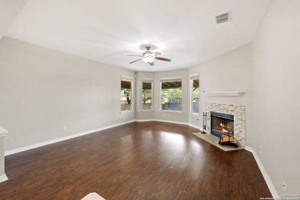 Empty room, Fireplace, Interior, Wood Texture Flooring