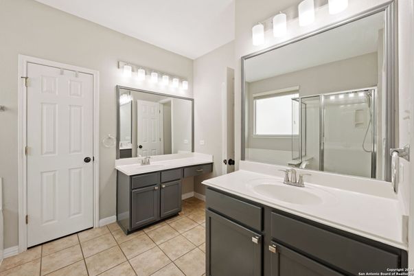 Bathroom, Dual Sink Vanities, Glass Shower, Interior