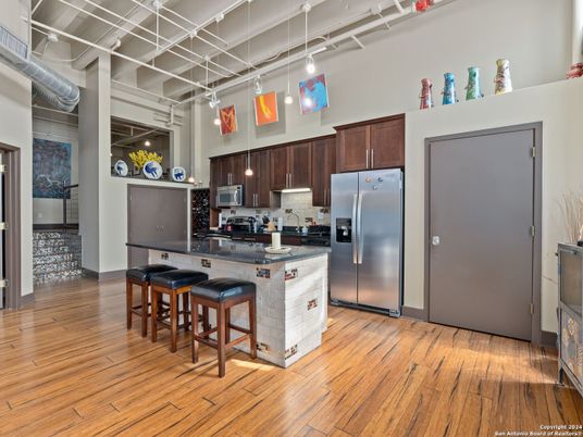 Interior, Kitchen, Pendant Lights, Wood Texture Flooring